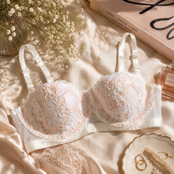 Victoria's Secret Other - Victoria's Secret White Lace Lined Balconette Bra 34B Romantic Coquette Bridal